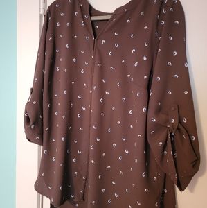 41 Hawthorne 2X brown blouse